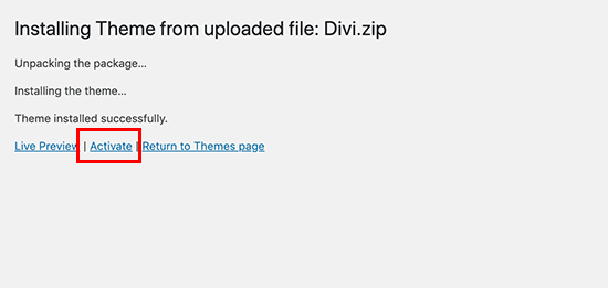 WordPress Theme Installation